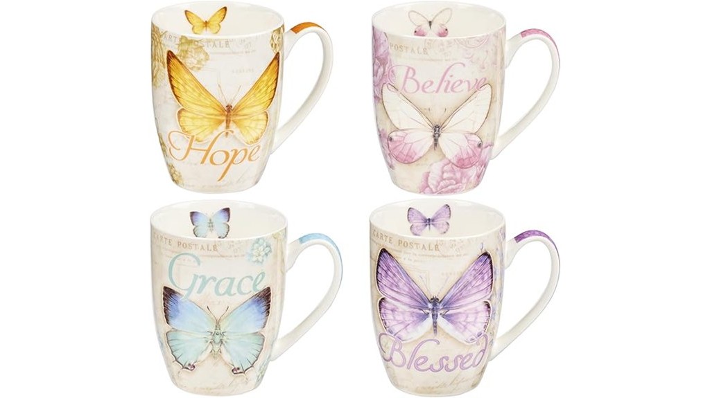 butterfly themed ceramic mug set
