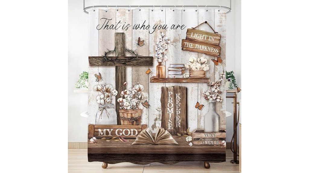 farmhouse christian shower curtain